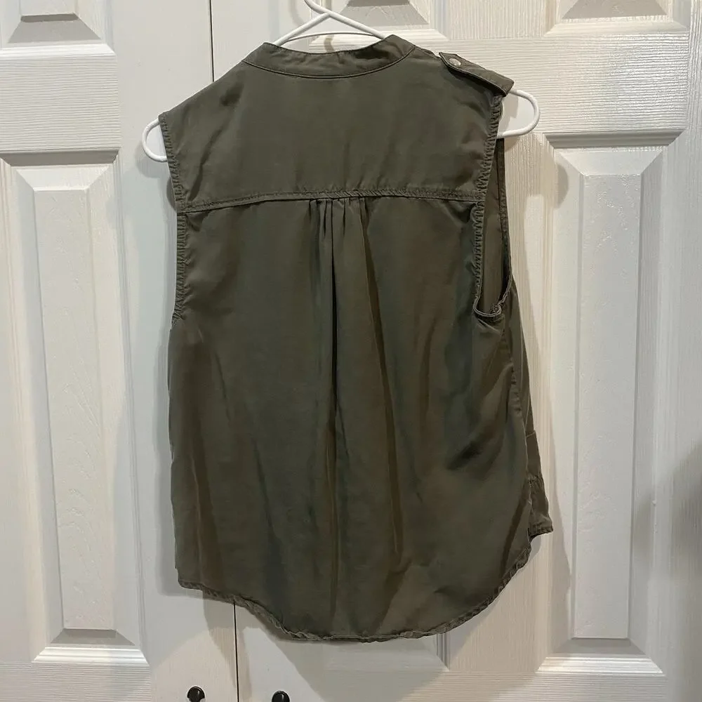 Mossimo Olive Green Asymmetric Zip Sleeveless Collar Moto‎ Rider Vest Size M